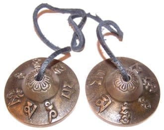Brass Mini Tingsha - Om Mani