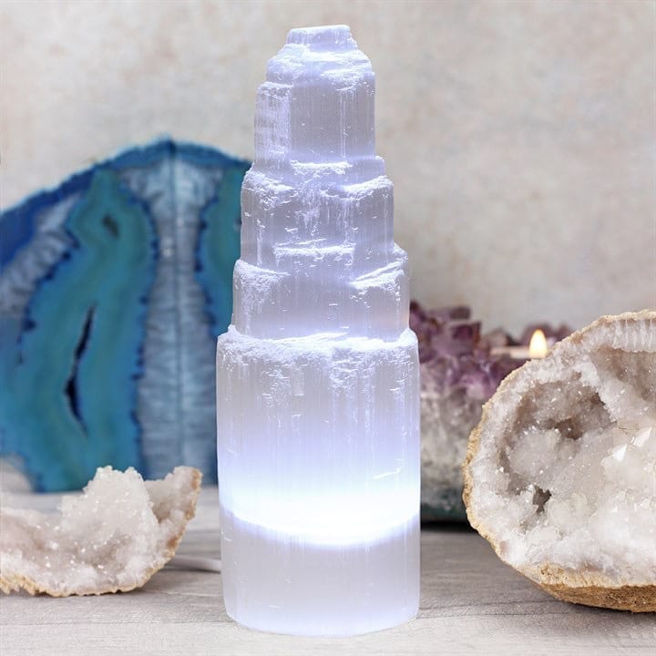 Selenite Mountain Lamp - 15cm