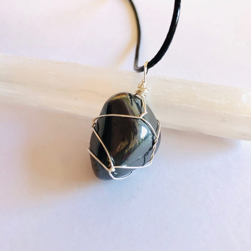 Hematite Wire Wrapped Necklace