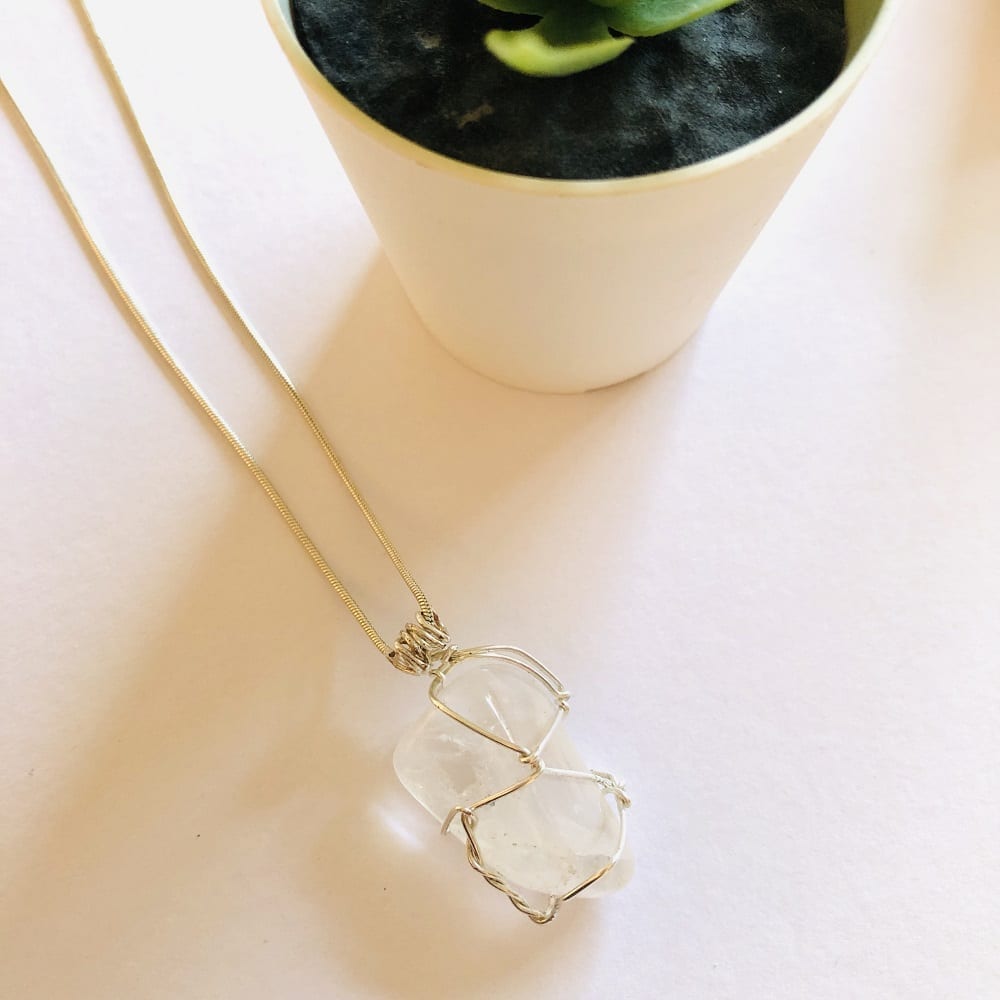 Clear Quartz Wire Wrapped Necklace