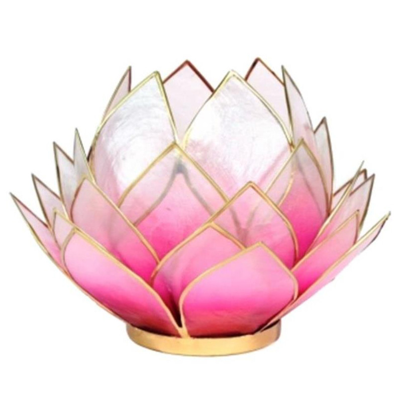 Large Light Pink (Gold Trim) Lotus Flower Tea Light Holder