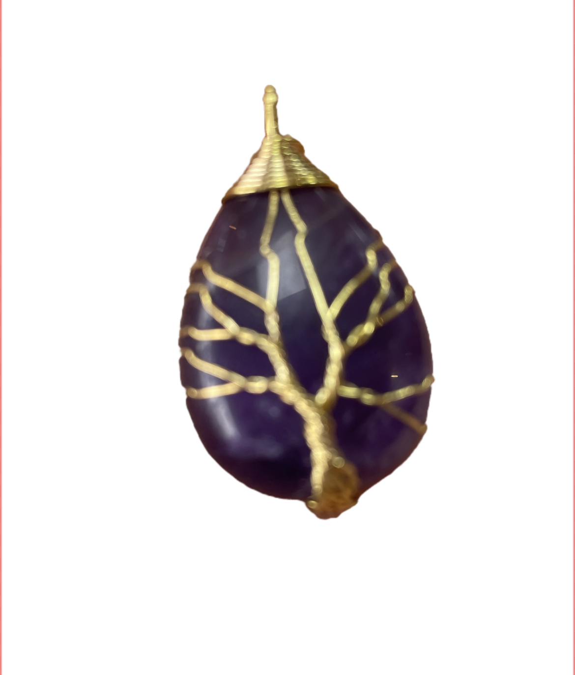 Amethyst Teardrop Wire Pendant
