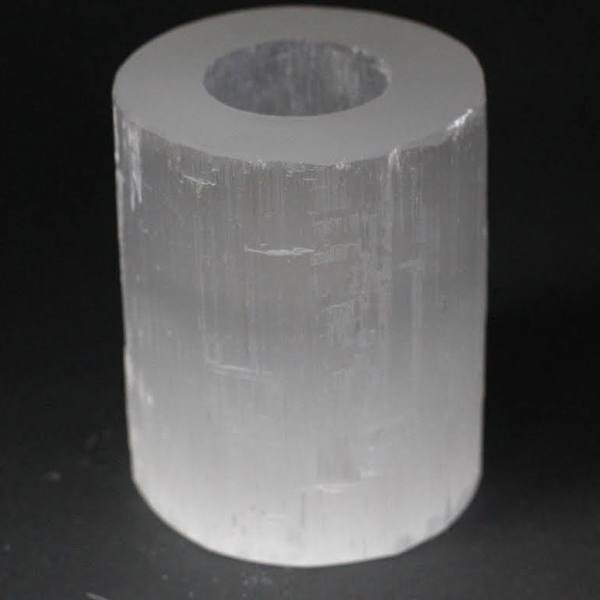 Selenite Cylinder Candle Holder - Tall (Large)