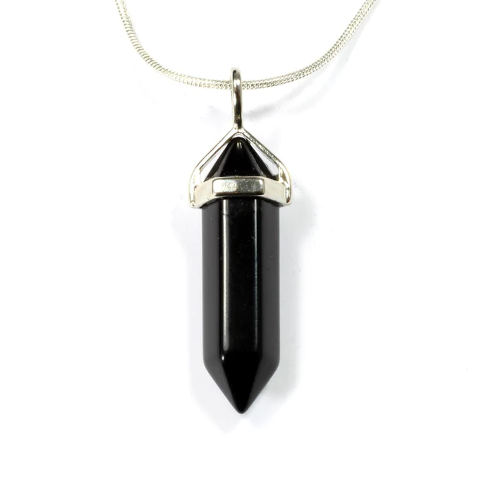 Silver Pendant - DT Point - Black Obsidian