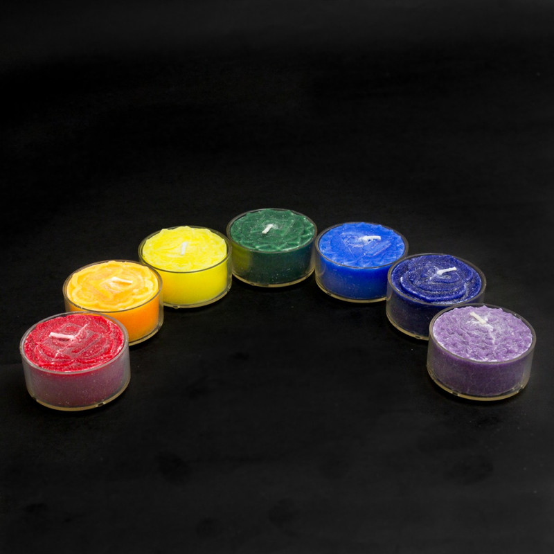 Set of 7 Chakra Tea Light Candles - Scented