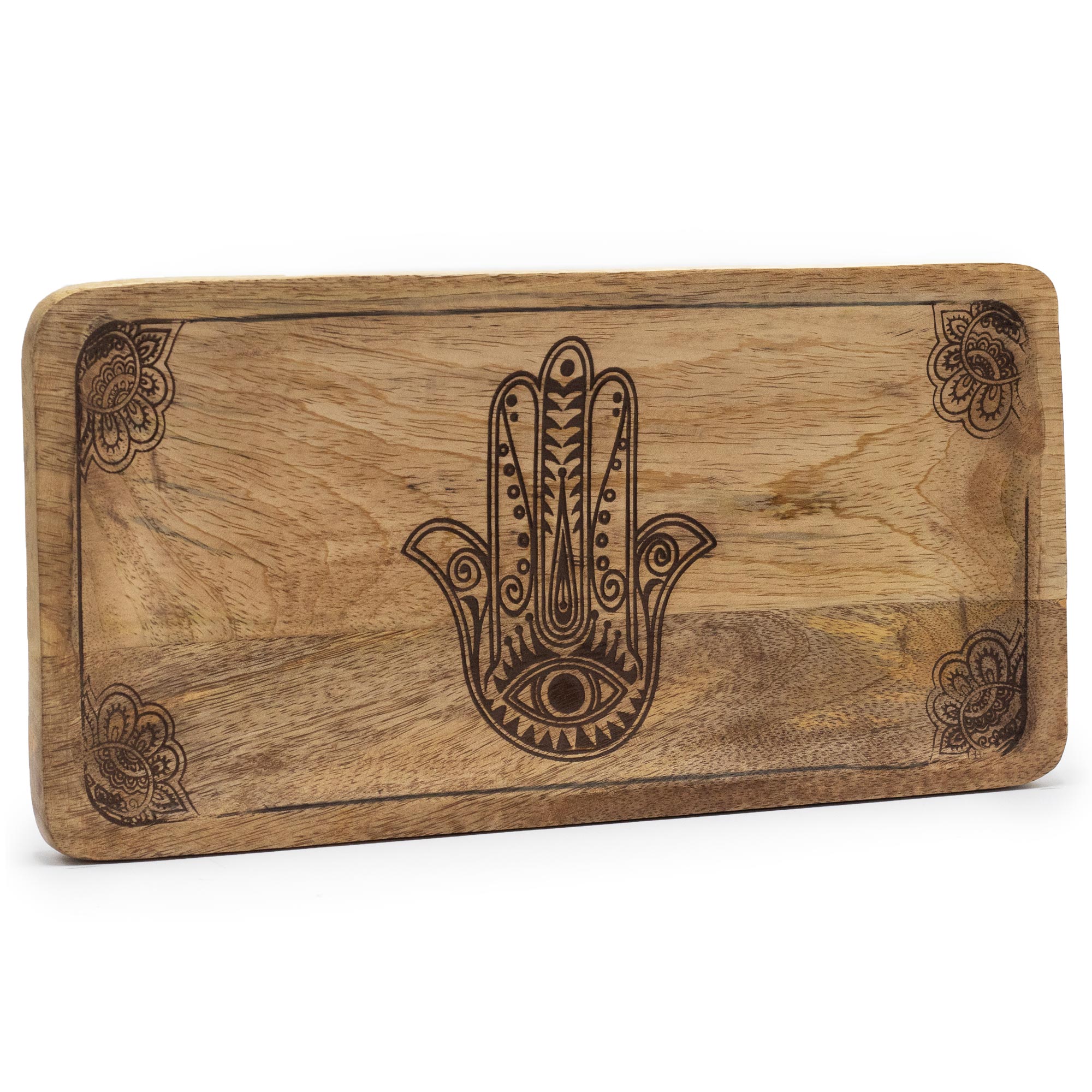 Hamsa design black engraved large tray